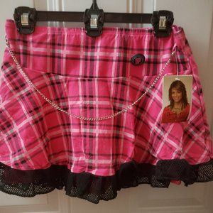 New Skirtz by Paula Abdul Pink Black Plaid Mesh XL